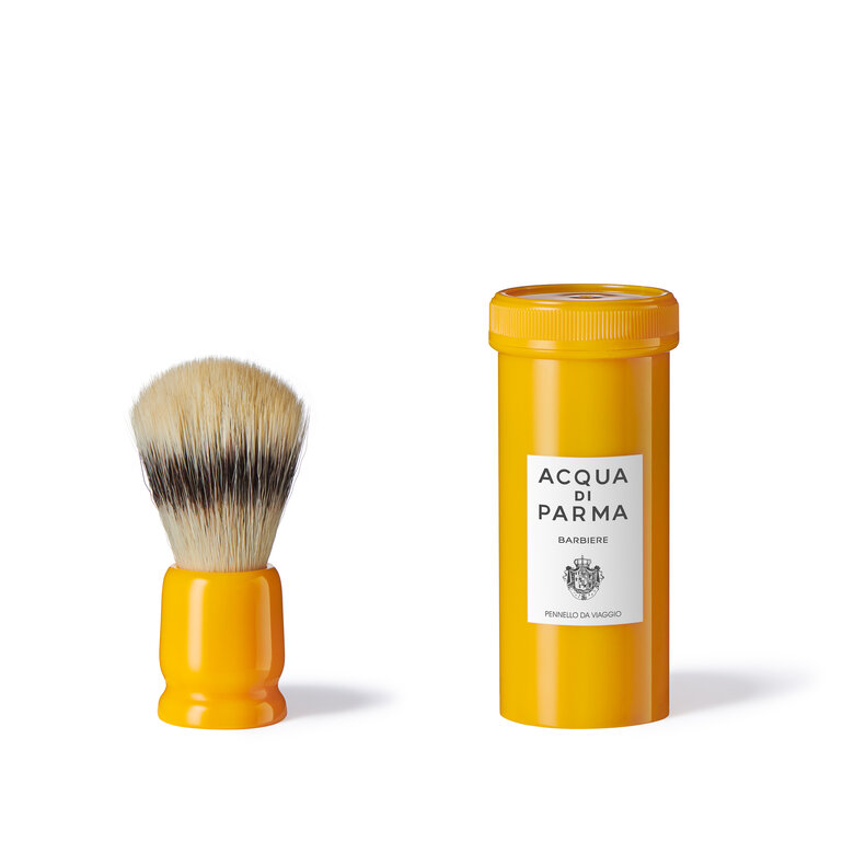 Yellow travel shaving brush, ONESIZE, hi-res-1
